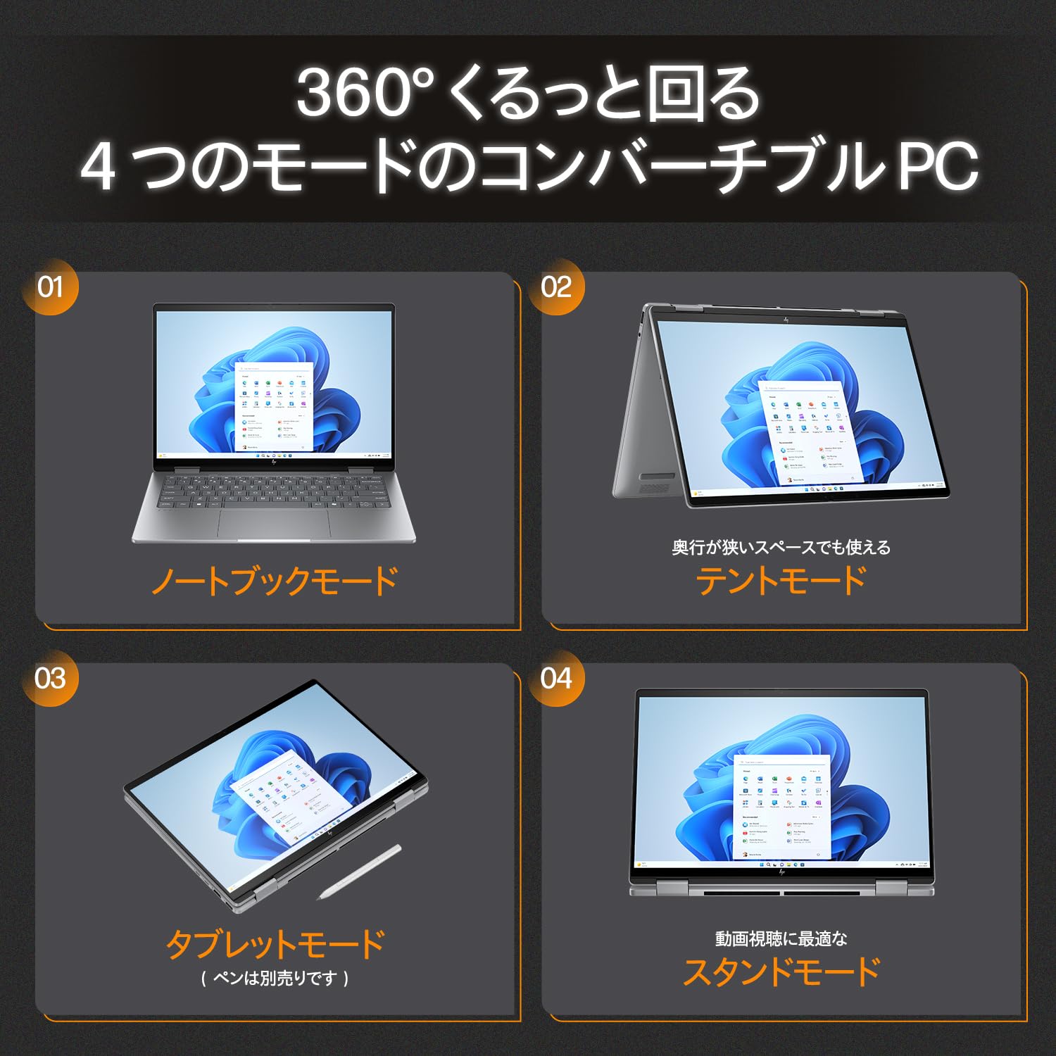 HP Envy x360 14-fa 32GB RAM 1TB SSDケース付 HP Envy x360 14-fa ノートパソコン 14.0インチ 2-in-1コンバーチブル